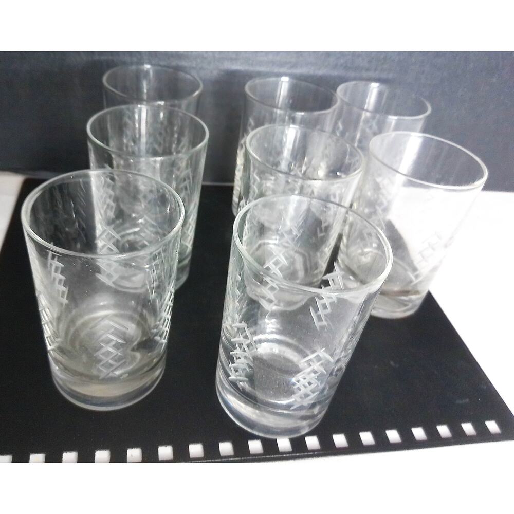 Vintage Javit Rain Cut Crystal Juice Glasses Set of 8